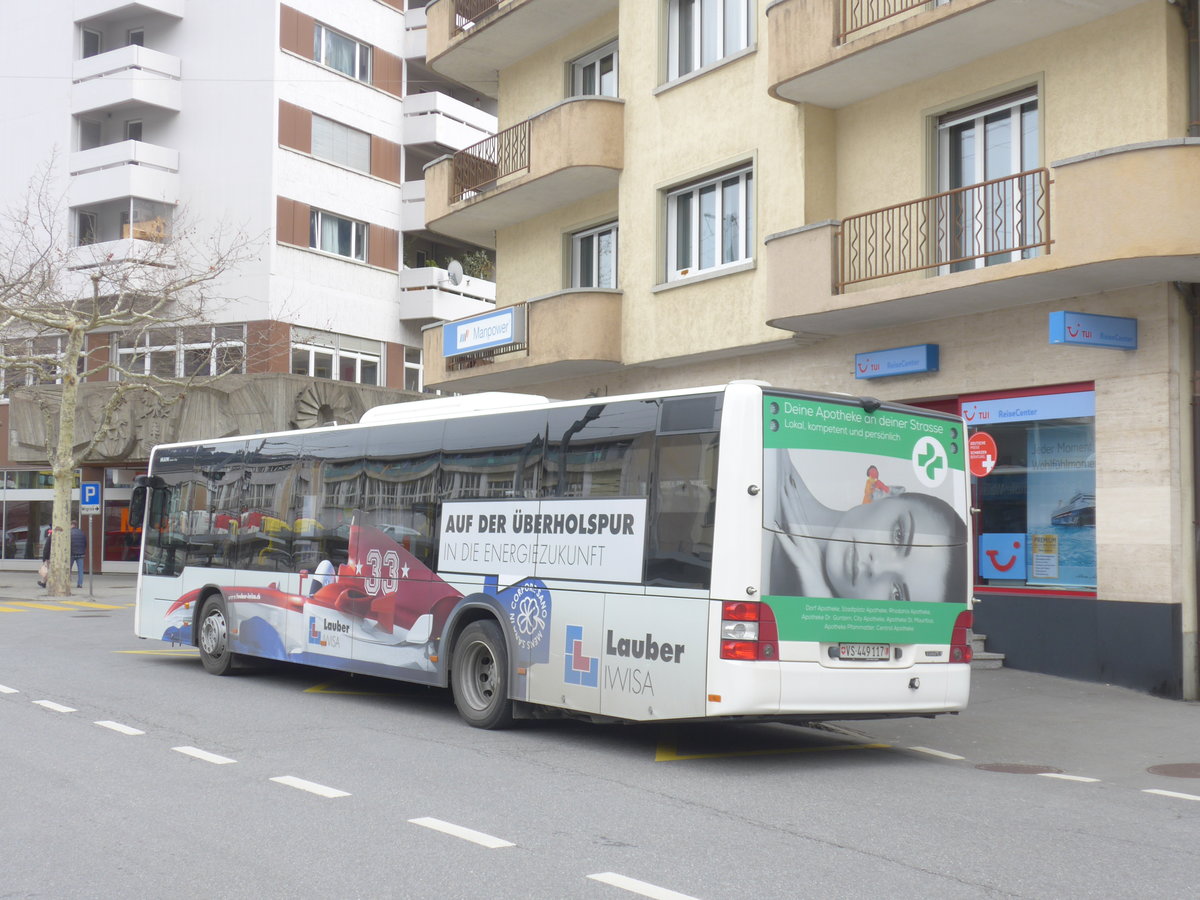 (189'778) - PostAuto Wallis - VS 449'117 - MAN am 30. Mrz 2018 beim Bahnhof Brig