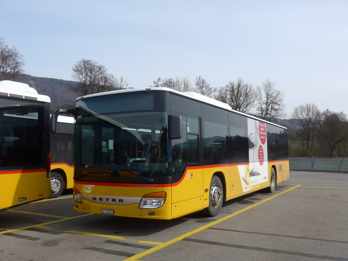 (189'891) - CarPostal Ouest - JU 59'239 - Setra (ex Nr. 23) am 2. April 2018 in Develier, Parkplatz