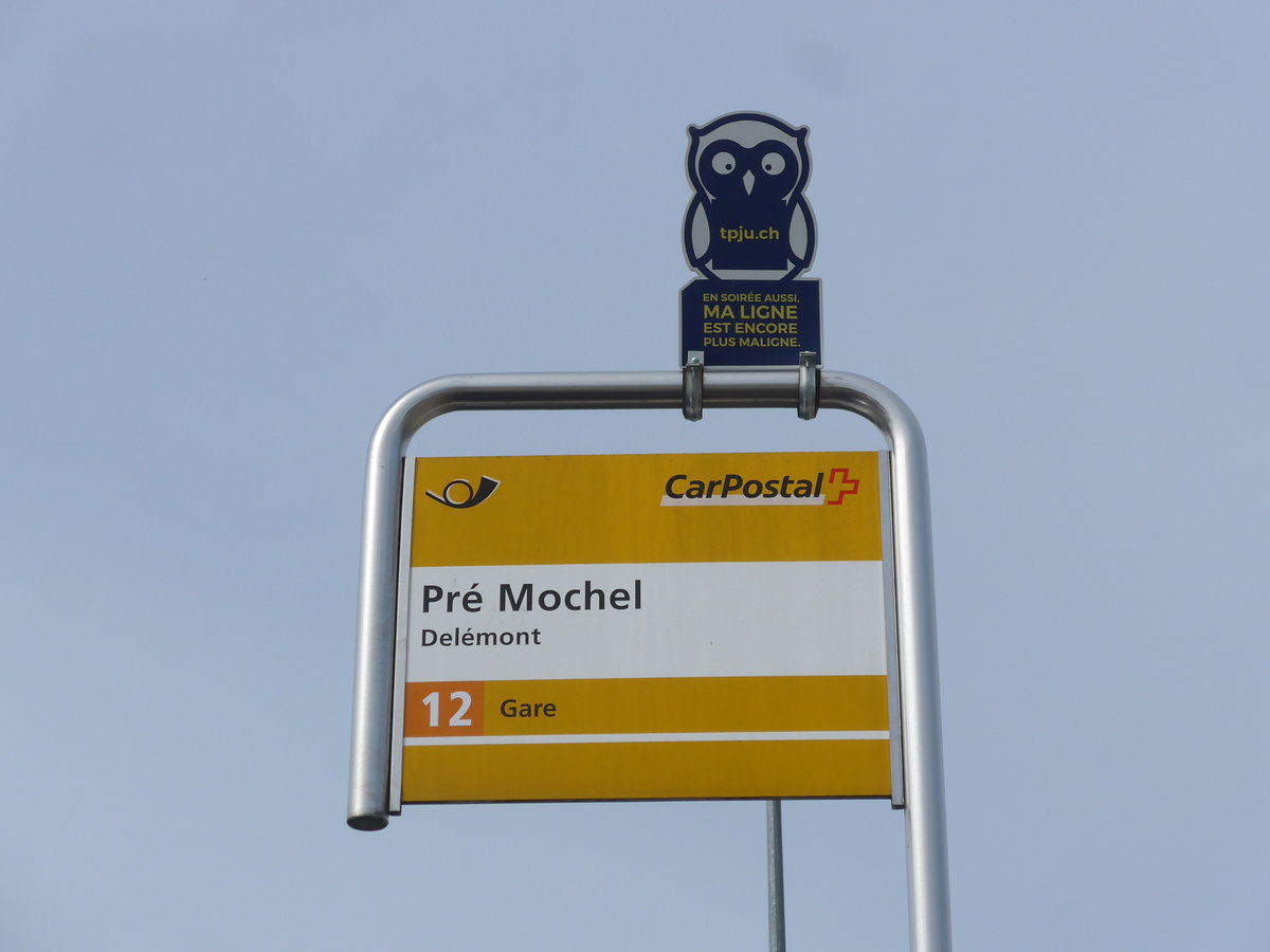 (189'928) - PostAuto-Haltestelle - Delmont, Pr Mochel - am 2. April 2018