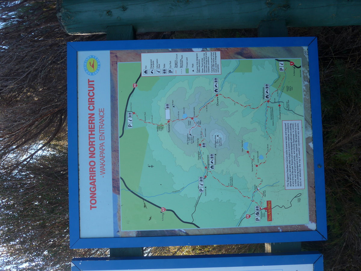 (191'316) - Tafel zum Tongariro Northern Circuit am 25. April 2018 bei Whakapapa