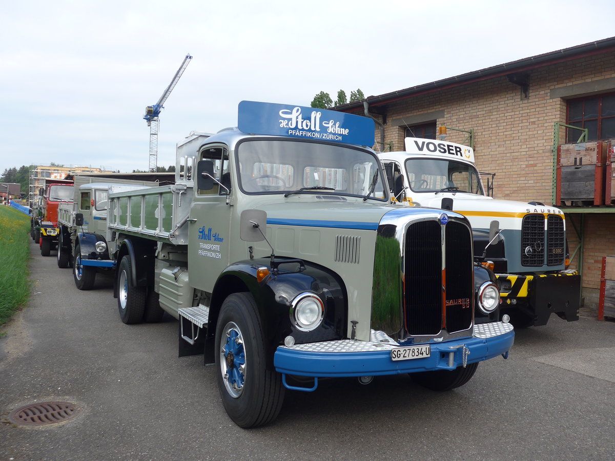 (192'331) - Stoll, Pfffikon - SG 27'834 U - Saurer am 5. Mai 2018 in Attikon, Wegmller
