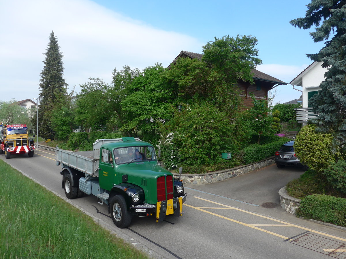 (192'499) - Frei, Rheinsulz - Nr. 2/AG 11'599 U - Saurer am 5. Mai 2018 in Attikon, Bahnstrasse