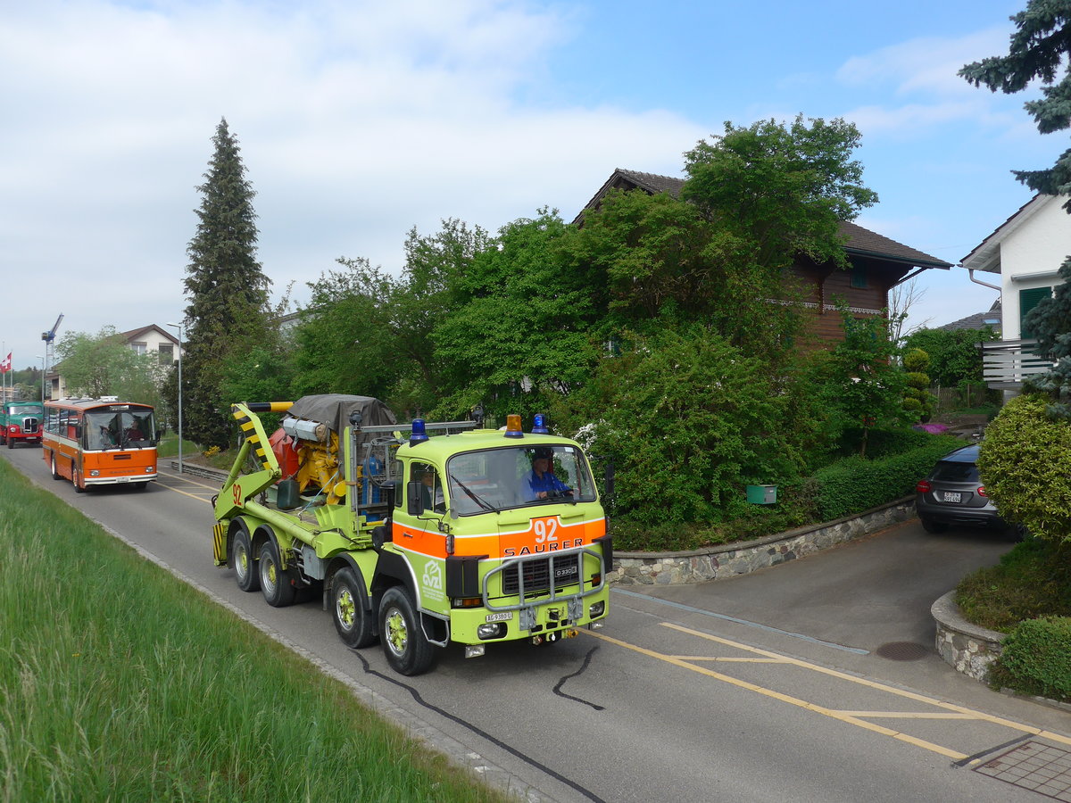 (192'514) - GVZ, Zrich - Nr. 92/AG 9380 U - Saurer am 5. Mai 2018 in Attikon, Bahnstrasse