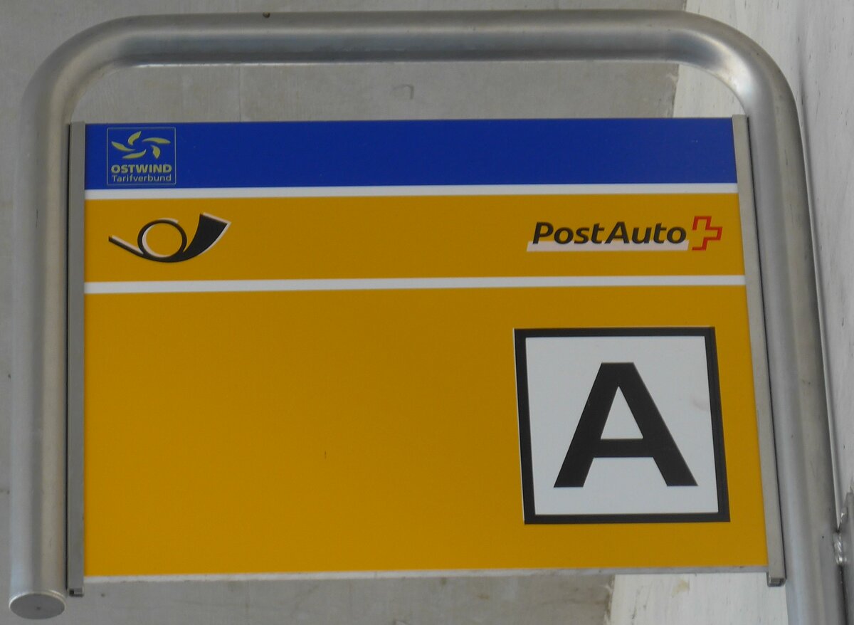 (192'747) - PostAuto-Haltestellenschild - Arbon, Bushof - am 5. Mai 2018