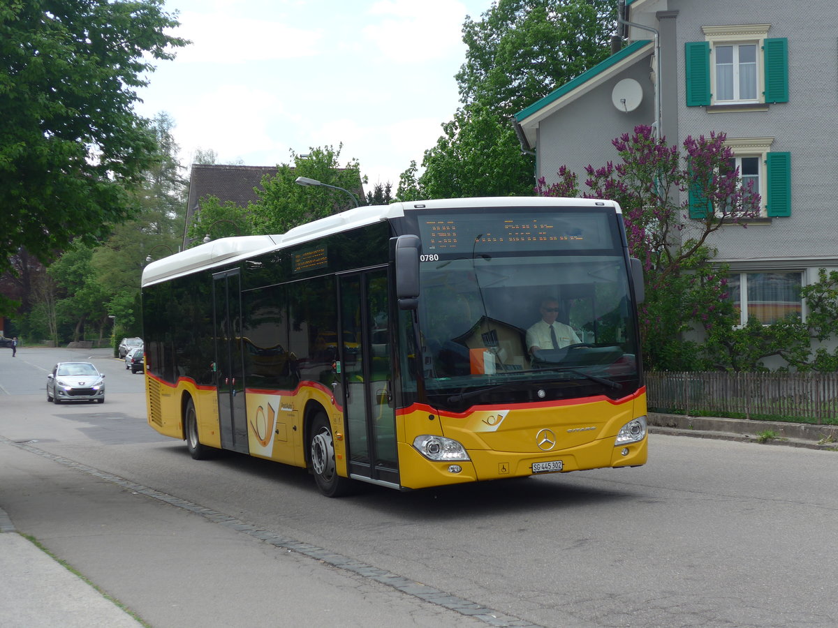 (192'792) - PostAuto Ostschweiz - SG 445'302 - Mercedes am 5. Mai 2018 beim Bahnhof Nesslau-Neu St. Johann