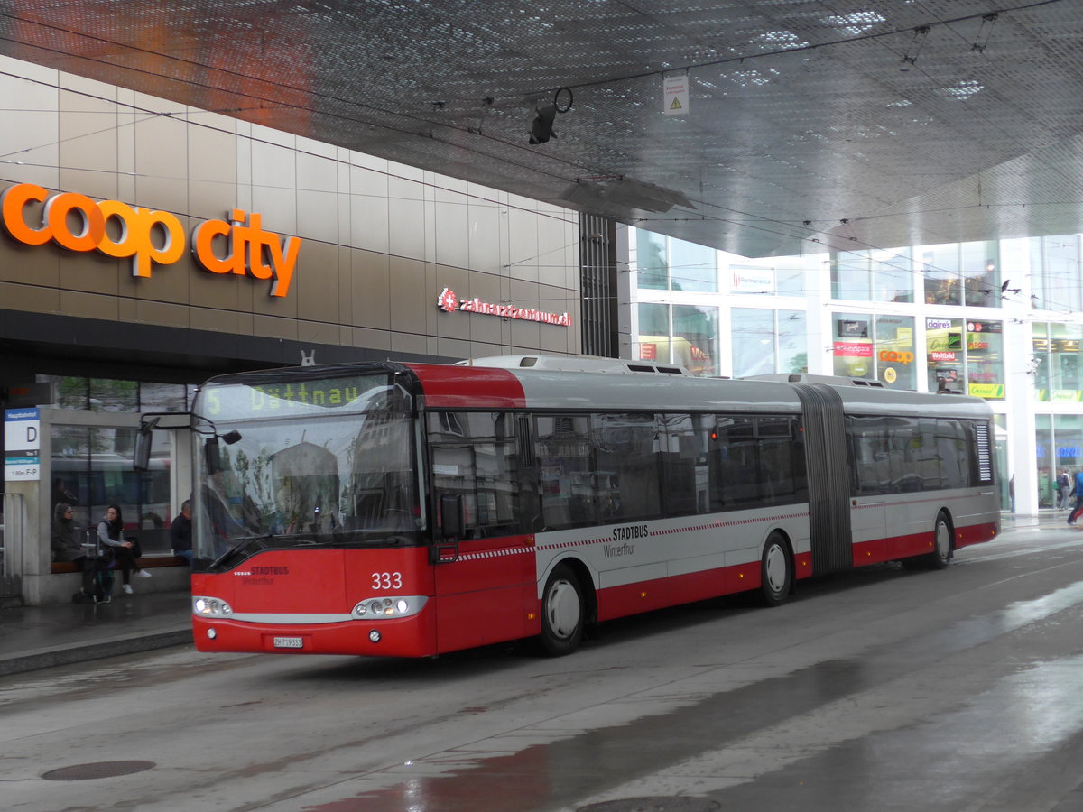 (192'938) - SW Winterthur - Nr. 333/ZH 719'333 - Solaris am 10. Mai 2018 beim Hauptbahnhof Winterthur