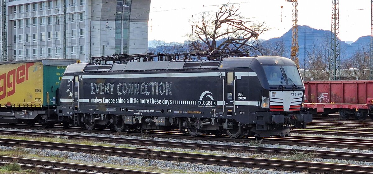 193 647 TXLogistik AG (Every Connection mit KLV-GZ in Rosenheim am 29.Dezember 2022