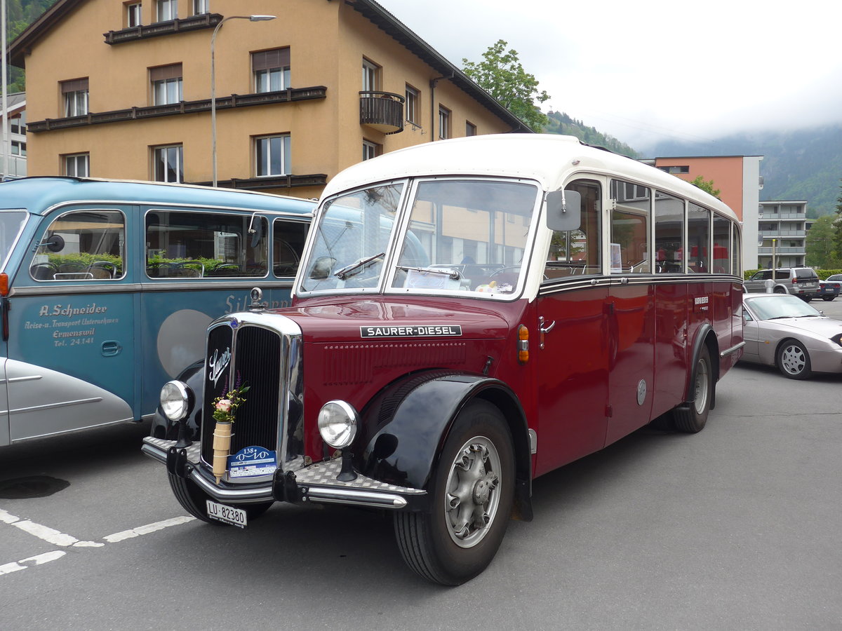 (193'140) - Bechter, Kriens - LU 82'380 - Saurer/Krapf (ex Mnch, D-Marienberg; ex Spirig, Widnau; ex RhV Altsttten Nr. 33; ex Thr, Eichberg) am 20. Mai 2018 in Engelberg, OiO