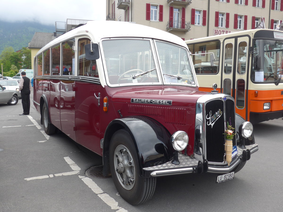 (193'143) - Bechter, Kriens - LU 82'380 - Saurer/Krapf (ex Mnch, D-Marienberg; ex Spirig, Widnau; ex RhV Altsttten Nr. 33; ex Thr, Eichberg) am 21. Mai 2018 in Engelberg, OiO