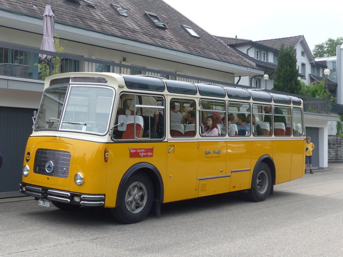 (193'665) - Streiff, Gelterkinden - AG 306'557 - Saurer/Gangloff (ex Oldie-Tours Zrisee, Wollerau; ex OTAG, Wald; ex Leibundgut, Obergoldbach; ex Krebs, Belpberg) am 3. Juni 2018 in Emmenmatt, Moosegg