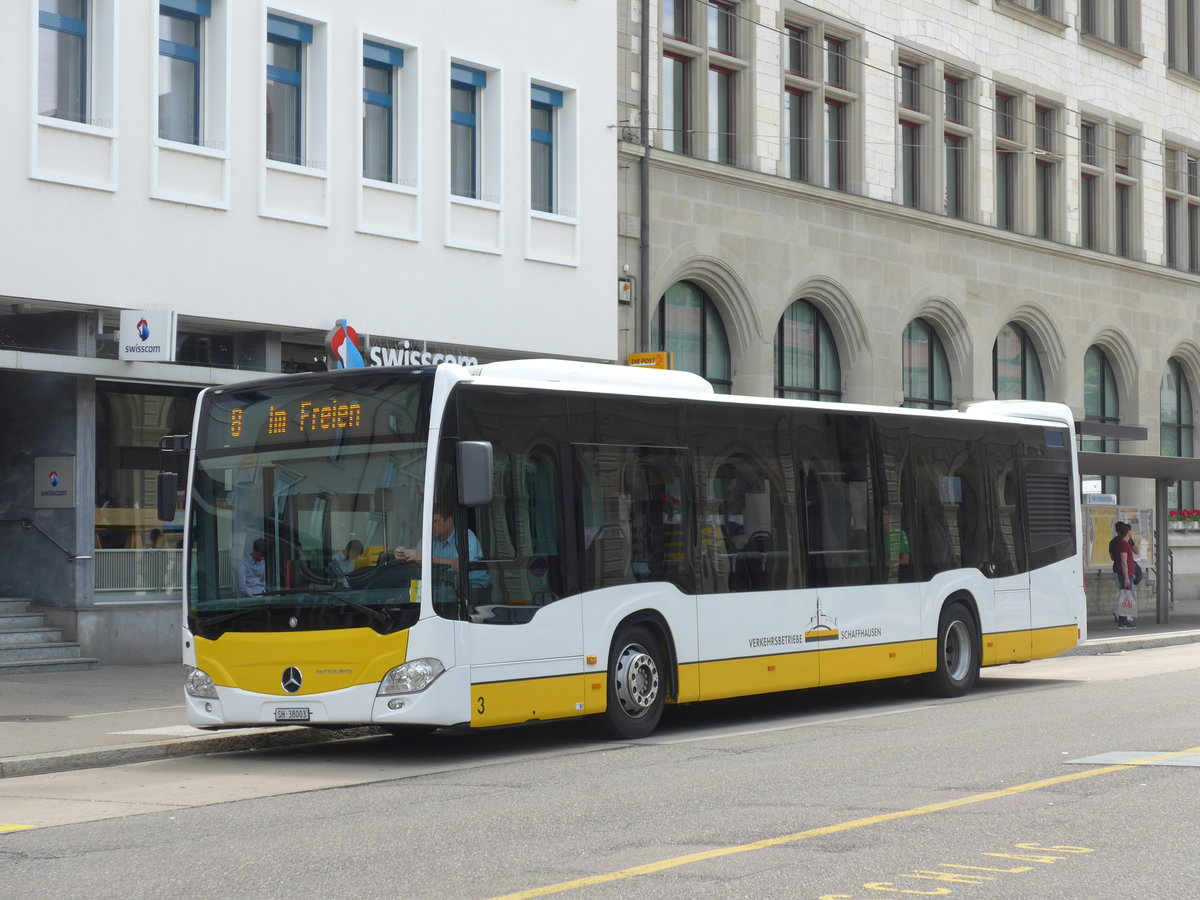 (193'948) - VBSH Schaffhausen - Nr. 3/SH 38'003 - Mercedes am 10. Juni 2018 beim Bahnhof Schaffhausen