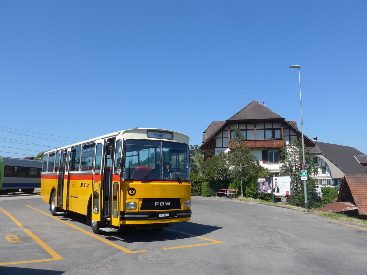 (194'480) - Birchler, Remetschwil - AG 54'039 - FBW/Tscher (ex Gerber, Winkel; ex Eggenberger, Mriken; ex Tanner, Bubendorf; ex P 24'803) am 1. Juli 2018 beim Bahnhof Biglen