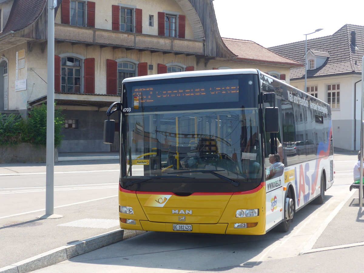 (194'507) - Lengacher, Wichtrach - Nr. 6/BE 382'422 - MAN/Gppel am 2. Juli 2018 beim Bahnhof Mnsingen