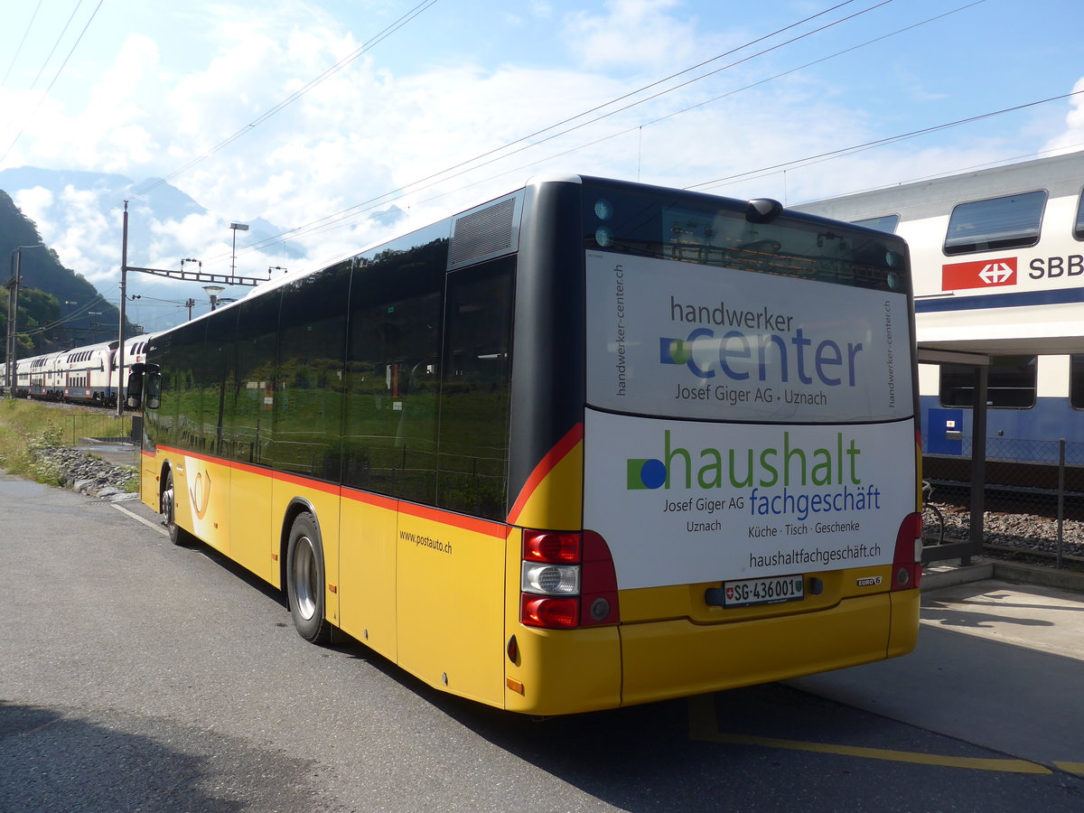 (194'527) - PostAuto Ostschweiz - SG 436'001 - MAN am 7. Juli 2018 beim Bahnhof Ziegelbrcke