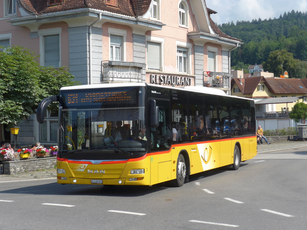 (194'540) - PostAuto Ostschweiz - SG 436'003 - MAN am 7. Juli 2018 beim Bahnhof Uznach
