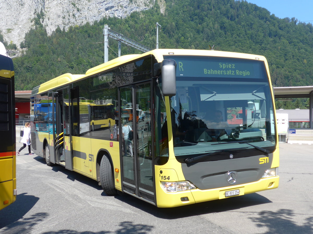 (194'665) - STI Thun - Nr. 154/BE 801'154 - Mercedes am 9. Juli 2018 beim Bahnhof Wimmis