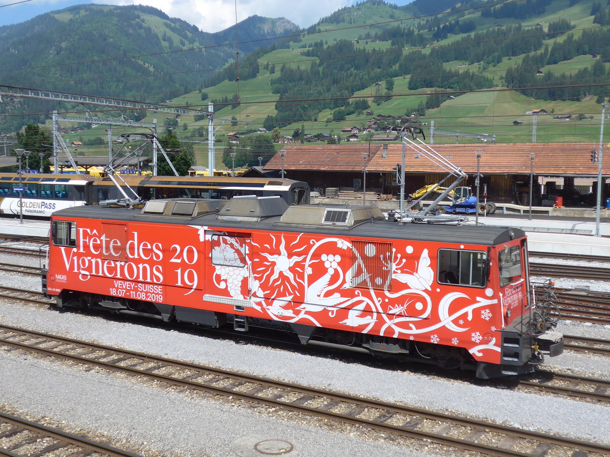 (194'714) - MOB-Lokomotive - Nr. 6005 - am 9. Juli 2018 im Bahnhof Zweisimmen