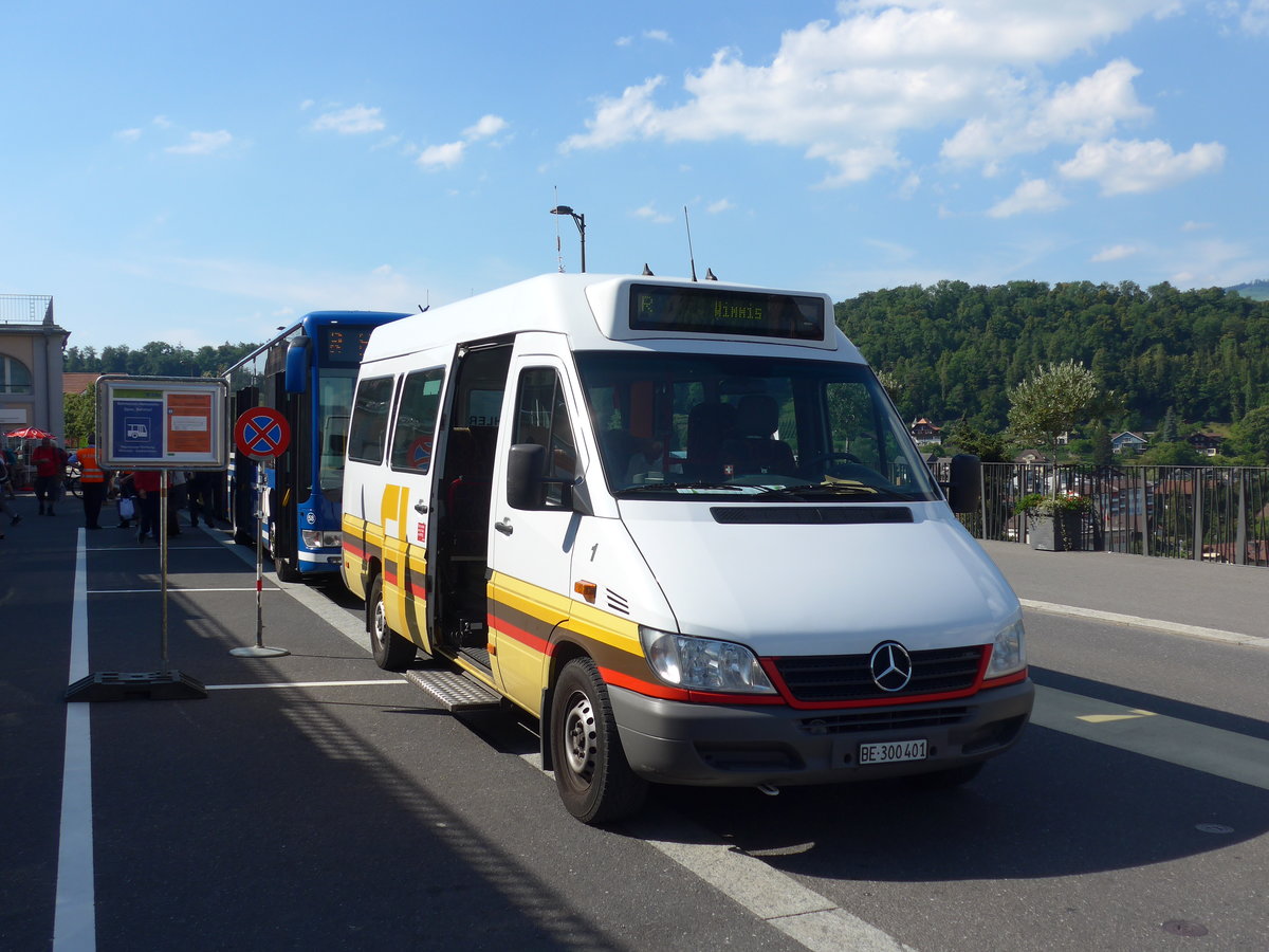 (194'730) - STI Thun - Nr. 1/BE 300'401 - Mercedes am 9. Juli 2018 beim Bahnhof Spiez