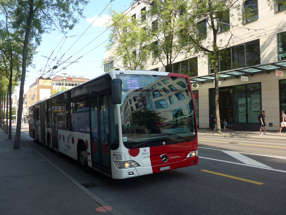 (195'625) - TPF Fribourg - Nr. 591/FR 300'400 - Mercedes am 5. August 2018 beim Bahnhof Fribourg