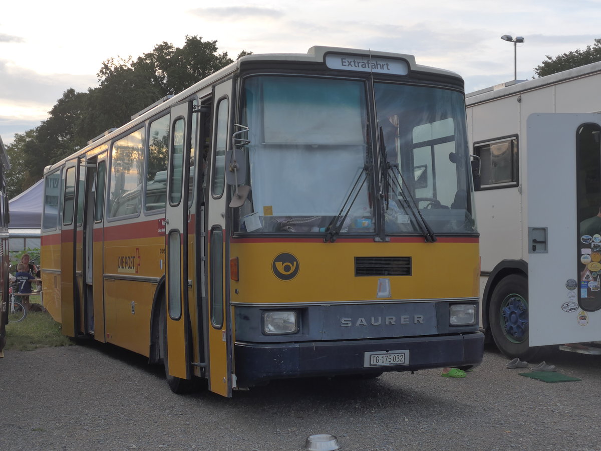 (195'914) - Schr, Ettenhausen - TG 175'032 - Saurer/R&J (ex Zimmermann, Kerns; ex Amstein, Willisau) am 17. August 2018 in Wettingen, Zirkuswiese