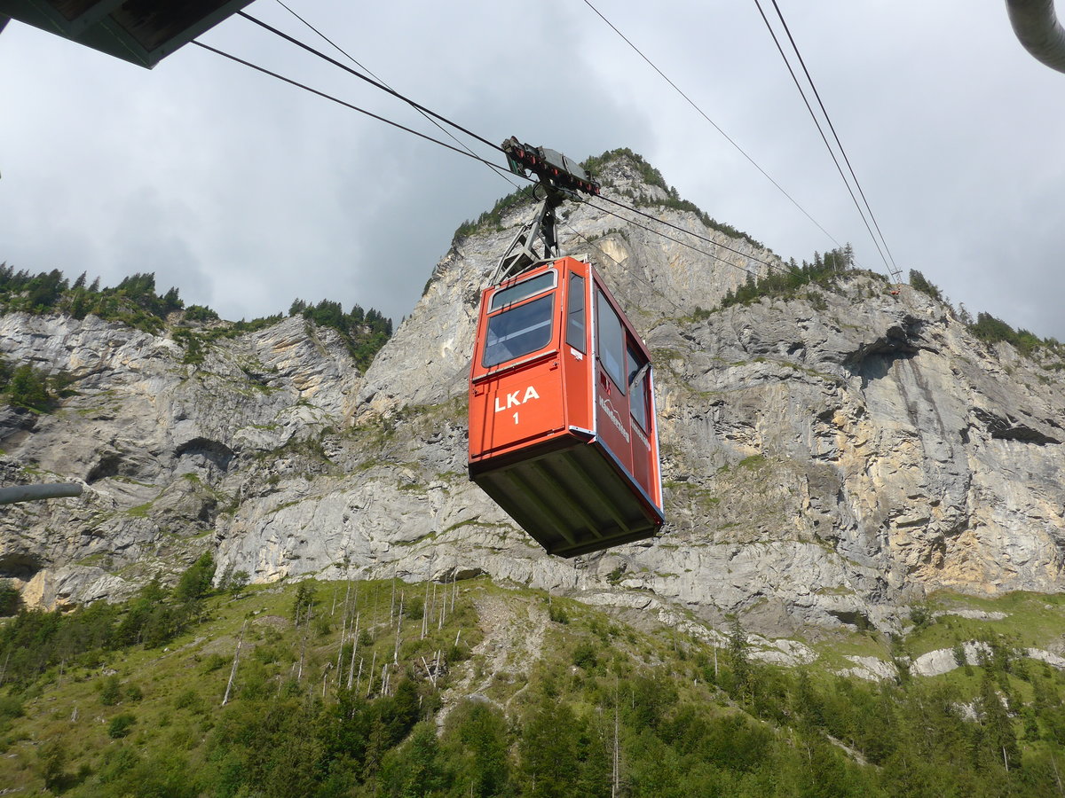 (195'954) - Luftseilbahn Kandersteg-Allmenalp - Nr. 1 - am 18. August 2018 bei der Talstation in Kandersteg