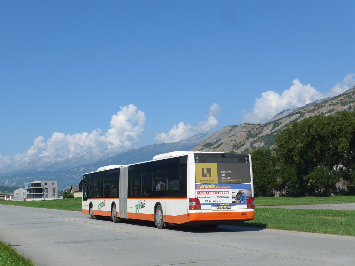 (196'008) - Regiobus, Gossau - Nr. 44/SG 283'909 - MAN am 19. August 2018 in Turtmann, Flugplatz