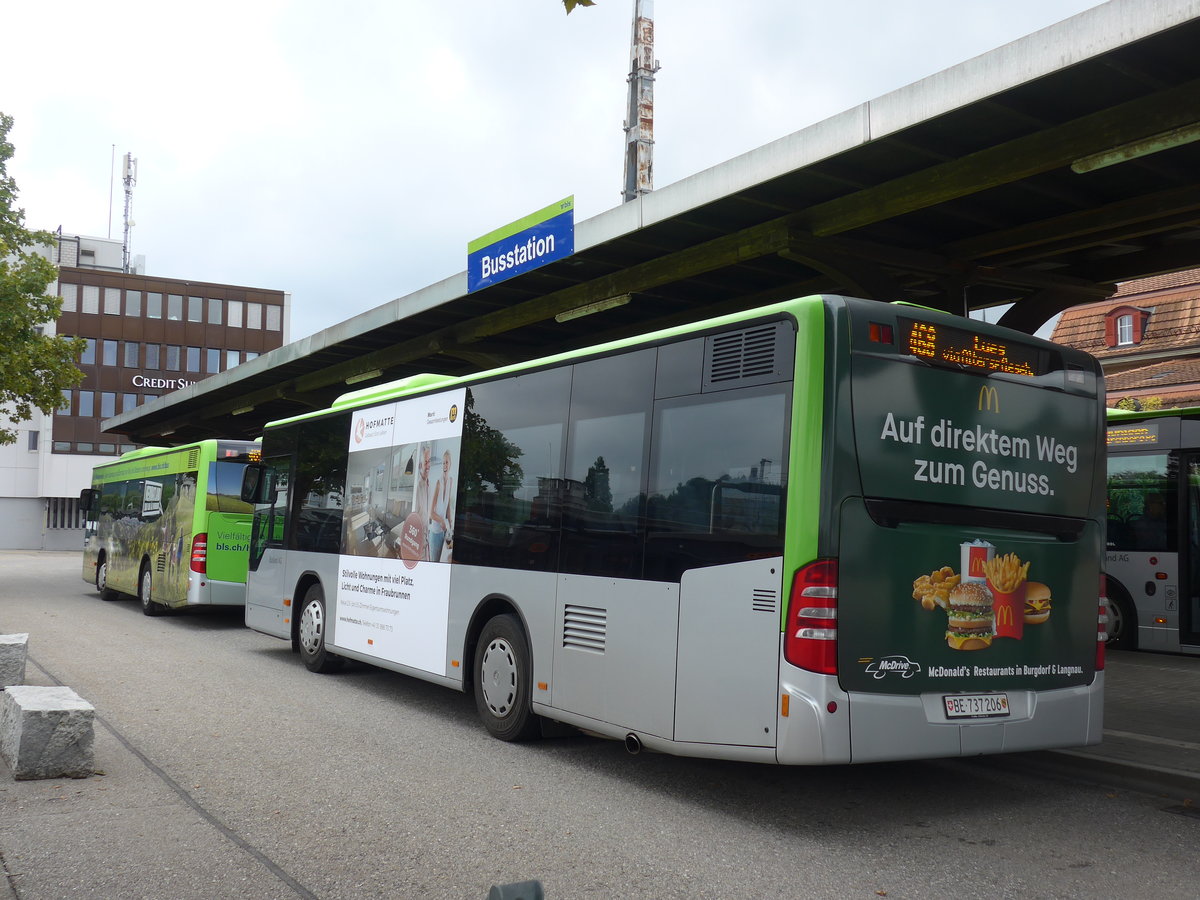 (196'398) - Busland, Burgdorf - Nr. 206/BE 737'206 - Mercedes am 2. September 2018 beim Bahnhof Burgdorf