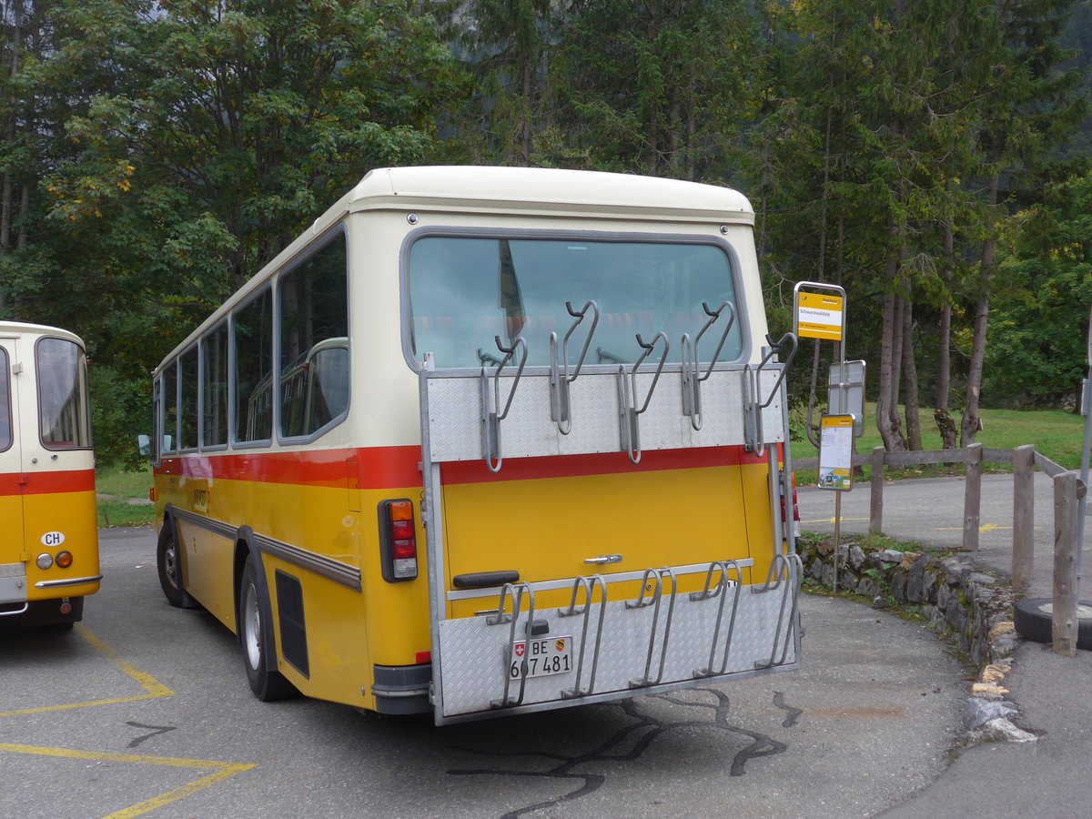 (197'801) - AVG Meiringen - Nr. 74/BE 607'481 - Saurer/R&J (ex PostAuto Berner Oberland; ex P 24'357) am 16. September 2018 auf der Schwarzwaldalp