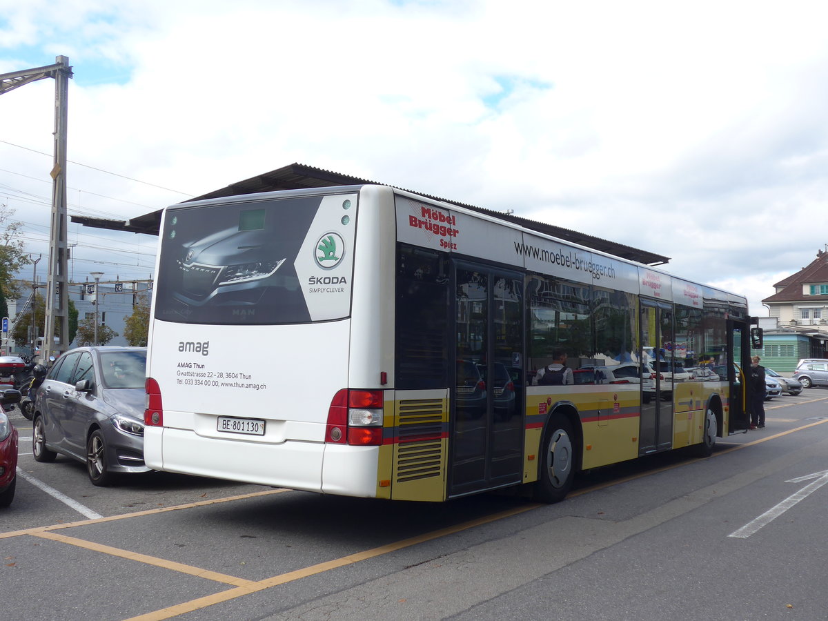 (197'967) - STI Thun - Nr. 130/BE 801'130 - MAN am 24. September 2018 in Thun, CarTerminal