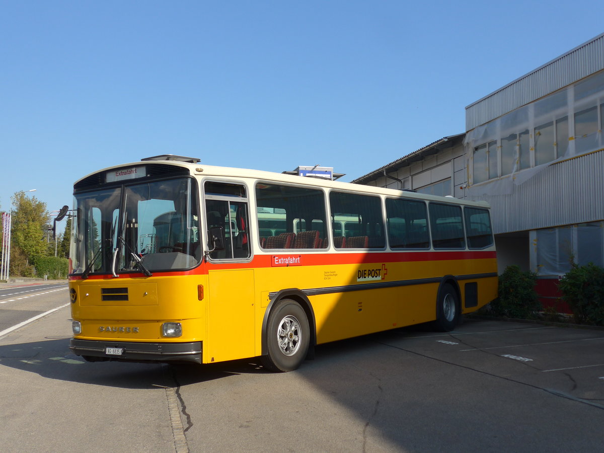 (198'017) - Gautschi, Suhr - AG 6835 - Saurer/Tscher (ex Ltscher, Neuheim Nr. 200; ex Cartek, Regensdorf; ex P 25'822) am 30. September 2018 in Bellach, Hess