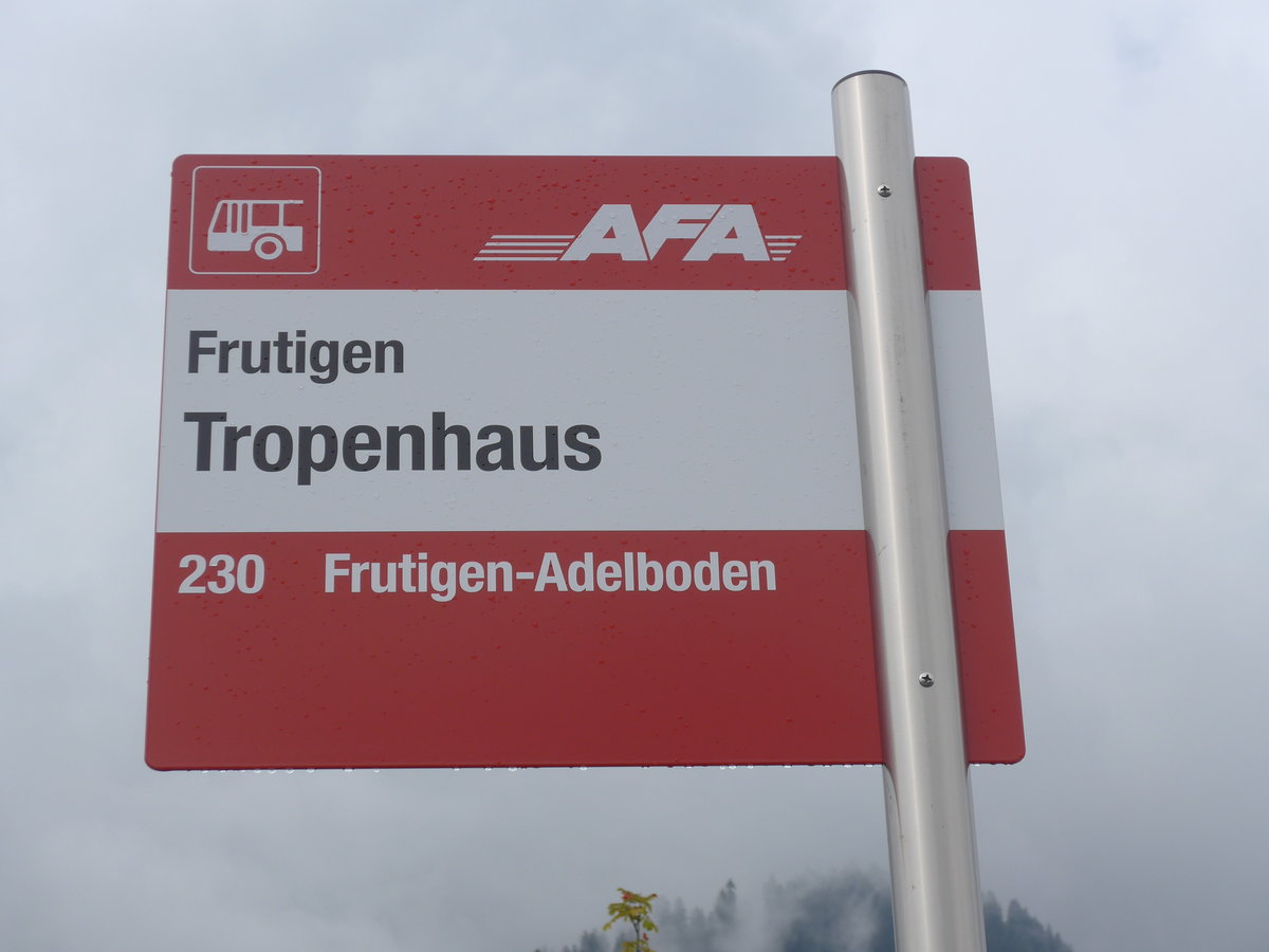 (198'071) - AFA-Haltestelle - Frutigen, Tropenhaus - am 1. Oktober 2018