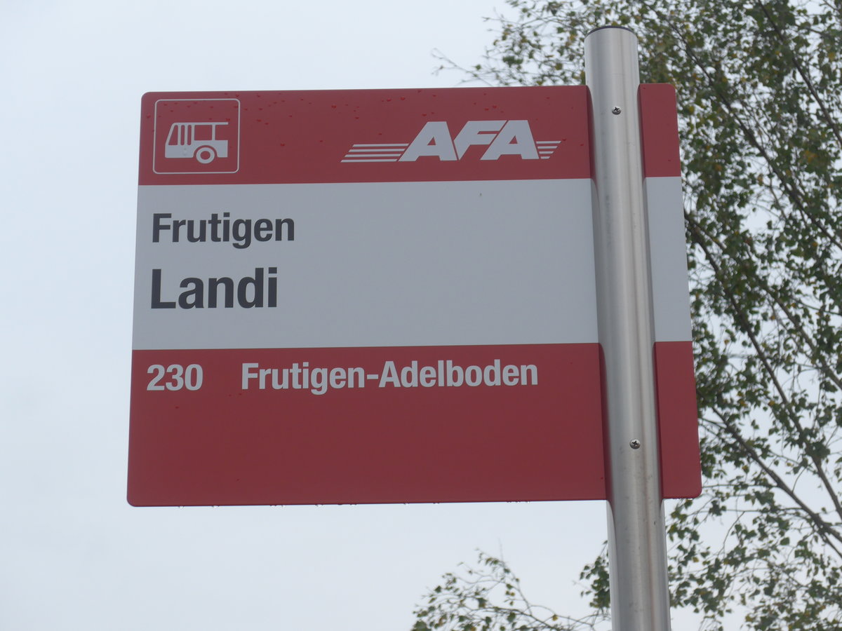 (198'072) - AFA-Haltestelle - Frutigen, Landi - am 1. Oktober 2018