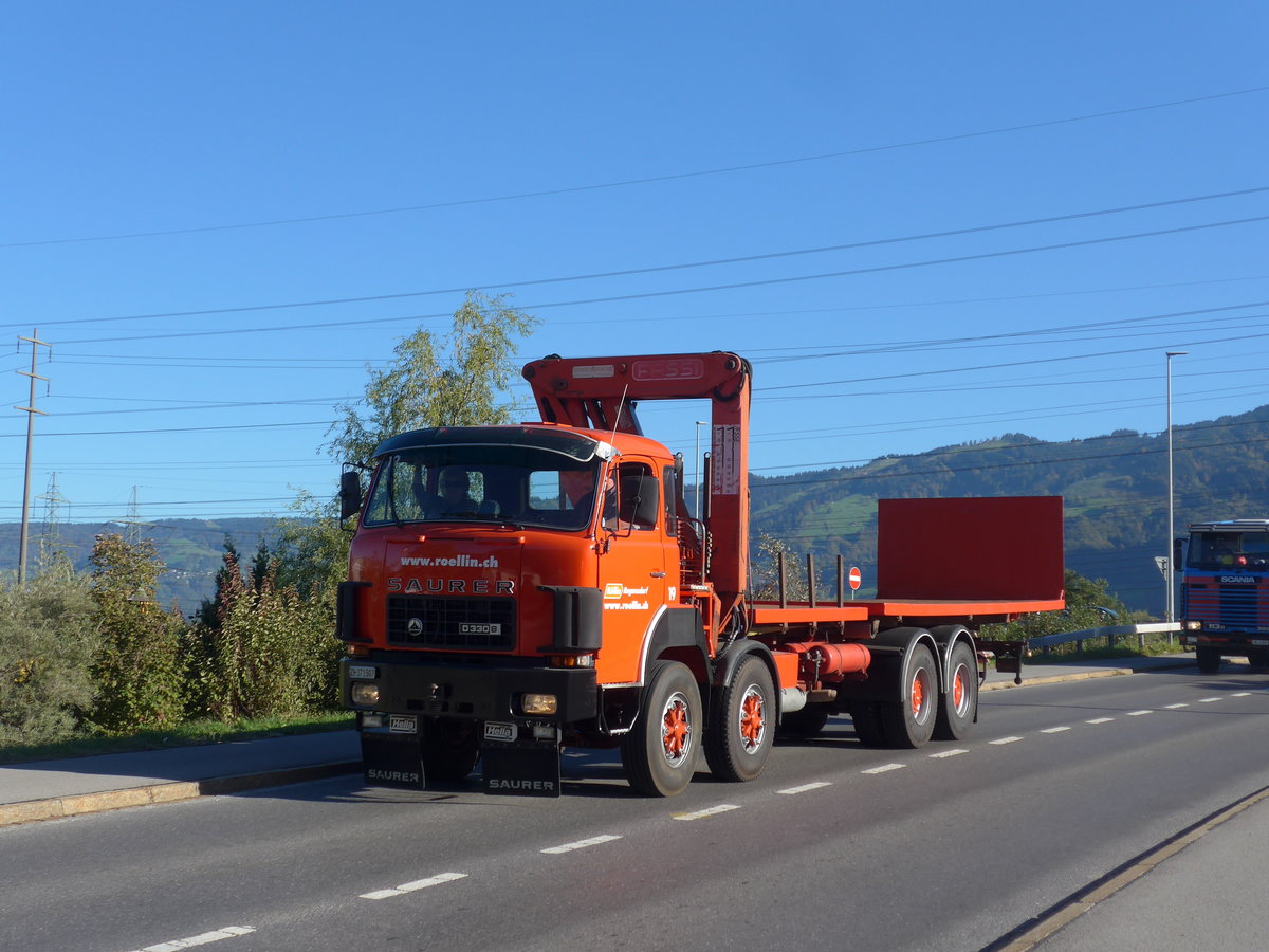 (198'145) - Rllin, Regensdorf - Nr. 19/ZH 371'507 - Saurer am 13. Oktober 2018 in Bilten, Schniserstrasse
