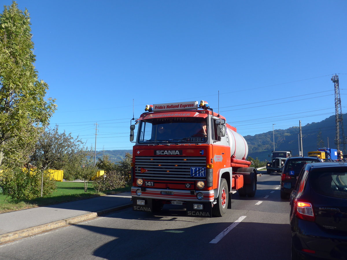 (198'211) - Eggenberger - AG 19'680 - Scania am 13. Oktober 2018 in Bilten, Schniserstrasse