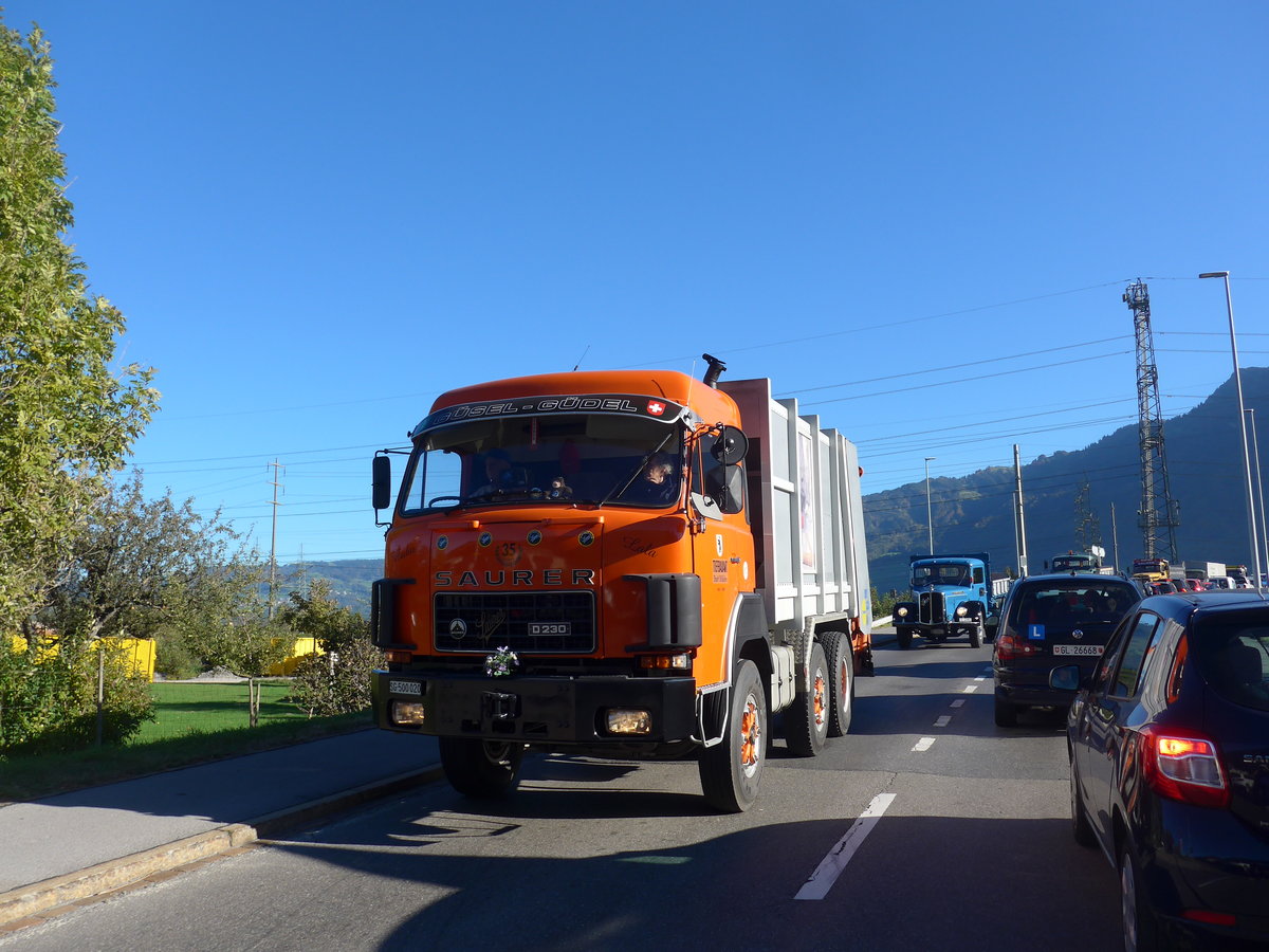 (198'219) - Tiefbauamt, St. Gallen - Nr. 810/SG 500'020 - Saurer am 13. Oktober 2018 in Bilten, Schniserstrasse