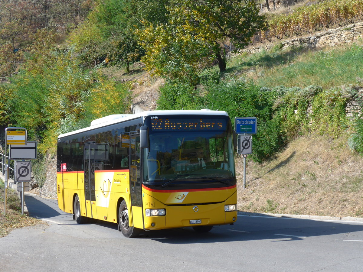 (198'265) - BUS-trans, Visp - VS 113'000 - Irisbus am 14. Oktober 2018 beim Bahnhof Ausserberg