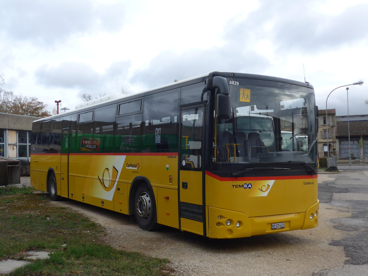 (199'006) - CarPostal Ouest - VD 525'421 - Temsa am 28. Oktober 2018 in Yverdon, Garage