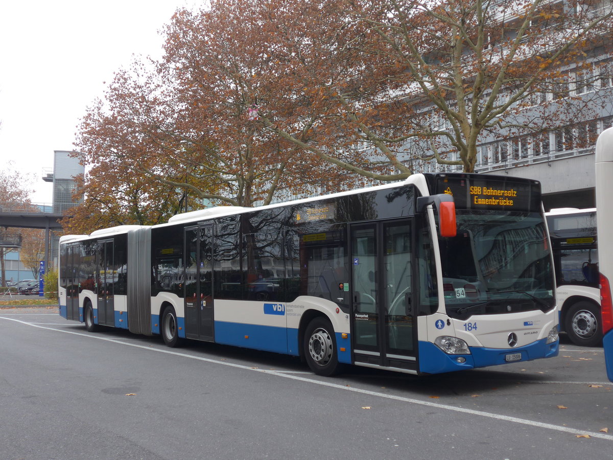 (199'346) - VBL Luzern - Nr. 184/LU 15'006 - Mercedes am 18. November 2018 in Luzern, Inseli-P