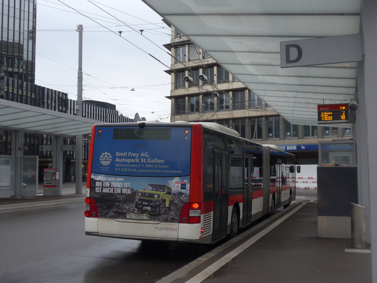 (199'515) - St. Gallerbus, St. Gallen - Nr. 277/SG 198'277 - MAN am 24. November 2018 beim Bahnhof St. Gallen