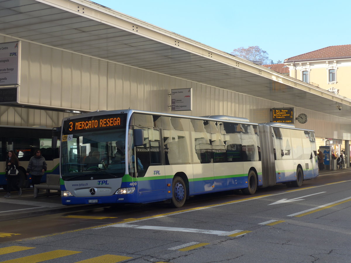 (199'678) - TPL Lugano - Nr. 409/TI 207'020 - Mercedes am 7. Dezember 2018 in Lugano, Centro