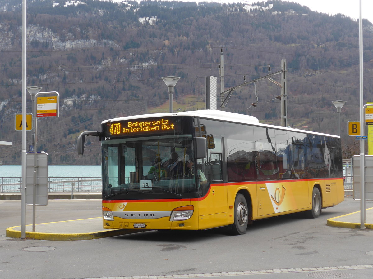 (199'864) - Flck, Brienz - Nr. 3/BE 568'700 - Setra am 8. Dezember 2018 beim Bahnhof Brienz