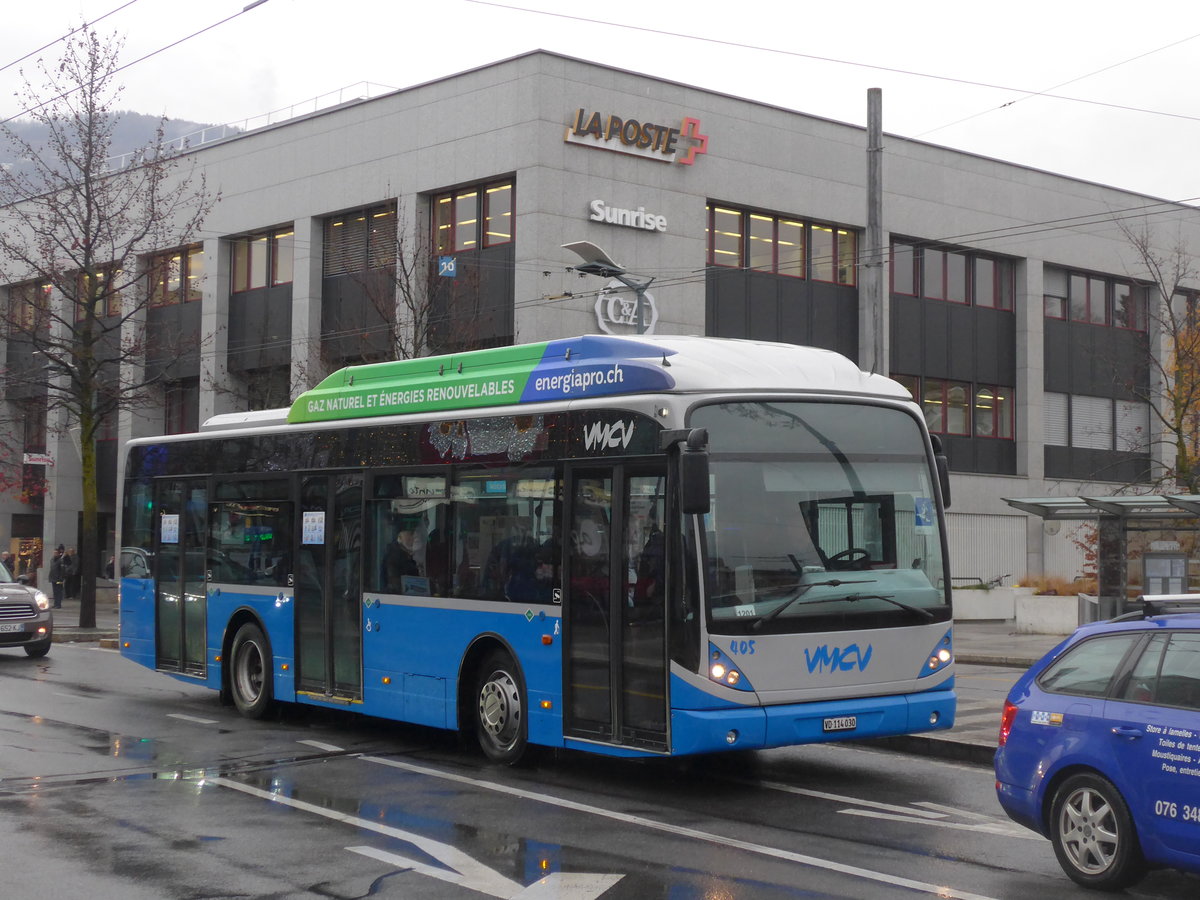 (200'005) - VMCV Clarens - Nr. 405/VD 114'030 - Van Hool (ex Nr. 105) am 17. Dezember 2018 beim Bahnhof Vevey