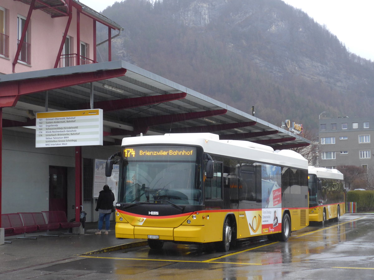 (200'107) - AVG Meiringen - Nr. 68/BE 401'568 - Scania/Hess (ex Nr. 59; ex Steiner, Messen) am 24. Dezember 2018 in Meiringen, Postautostation