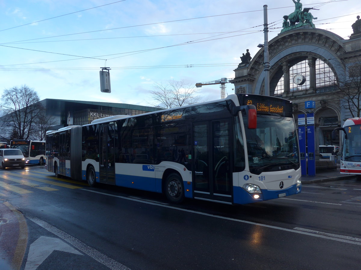 (200'170) - VBL Luzern - Nr. 181/LU 241'062 - Mercedes am 24. Dezember 2018 beim Bahnhof Luzern