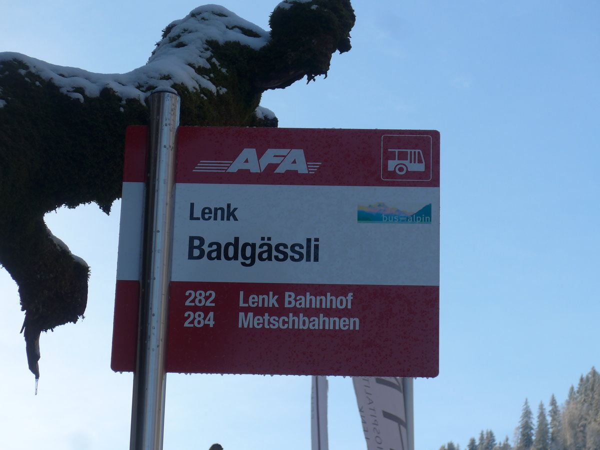 (200'204) - AFA-Haltestelle - Lenk, Badgssli - am 25. Dezember 2018