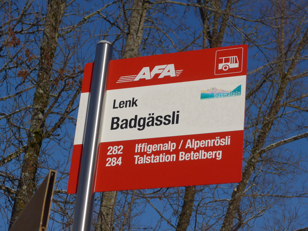 (200'205) - AFA-Haltestelle - Lenk, Badgssli - am 25. Dezember 2018