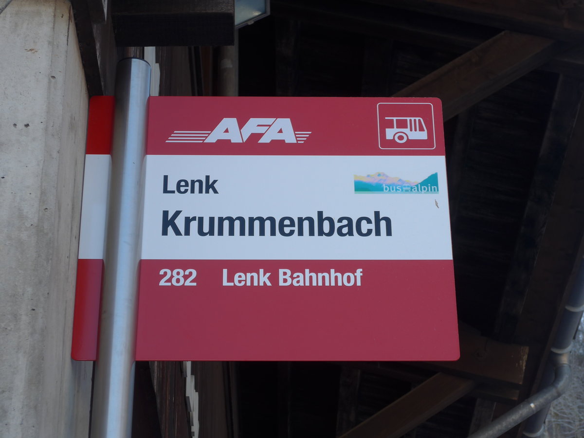 (200'206) - AFA-Haltestelle - Lenk, Krummenbach - am 25. Dezember 2018