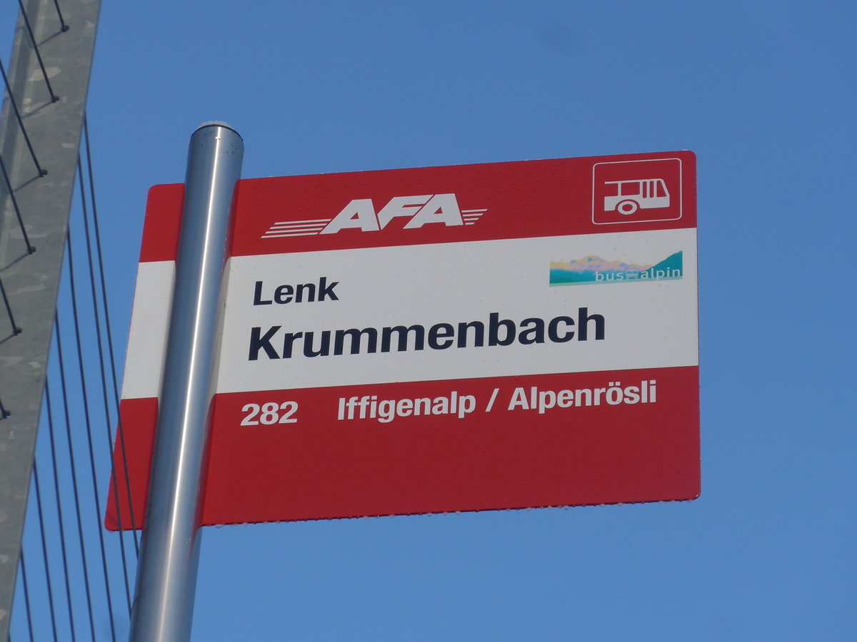 (200'207) - AFA-Haltestelle - Lenk, Krummenbach - am 25. Dezember 2018
