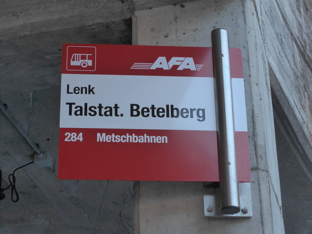 (200'208) - AFA-Haltestelle - Lenk, Talstat. Betelberg - am 25. Dezember 2018