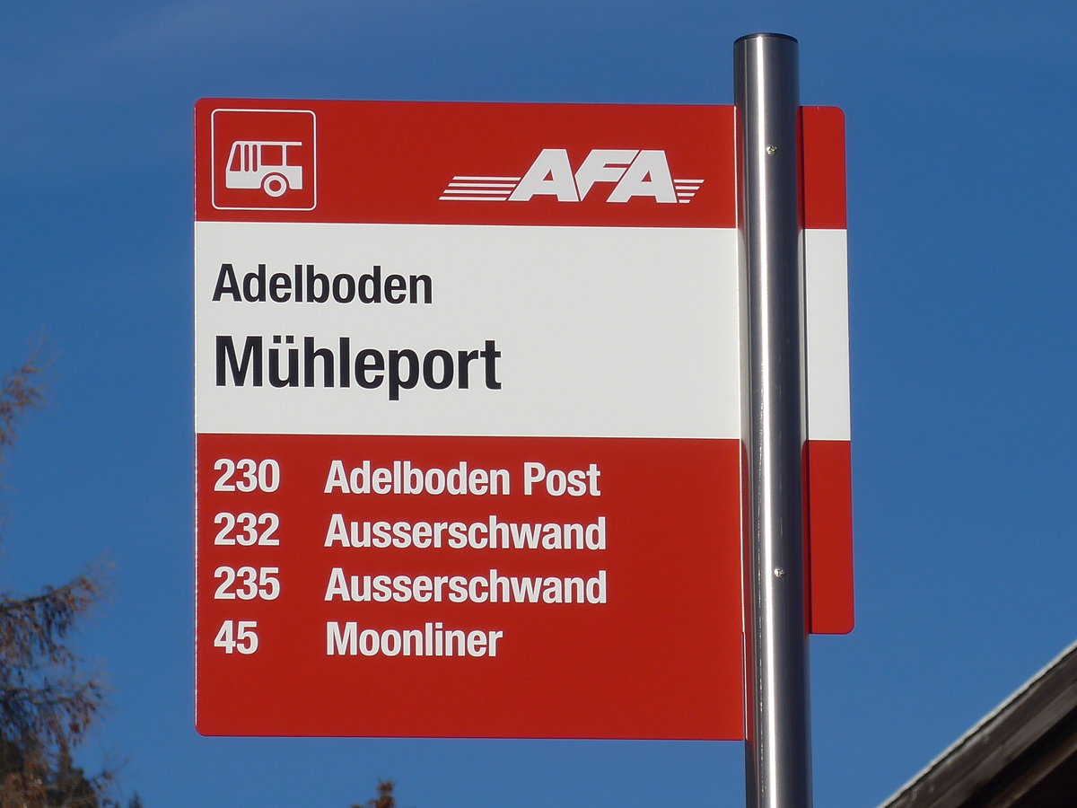 (200'229) - AFA-Haltestelle - Adelboden, Mhleport - am 25. Dezember 2018